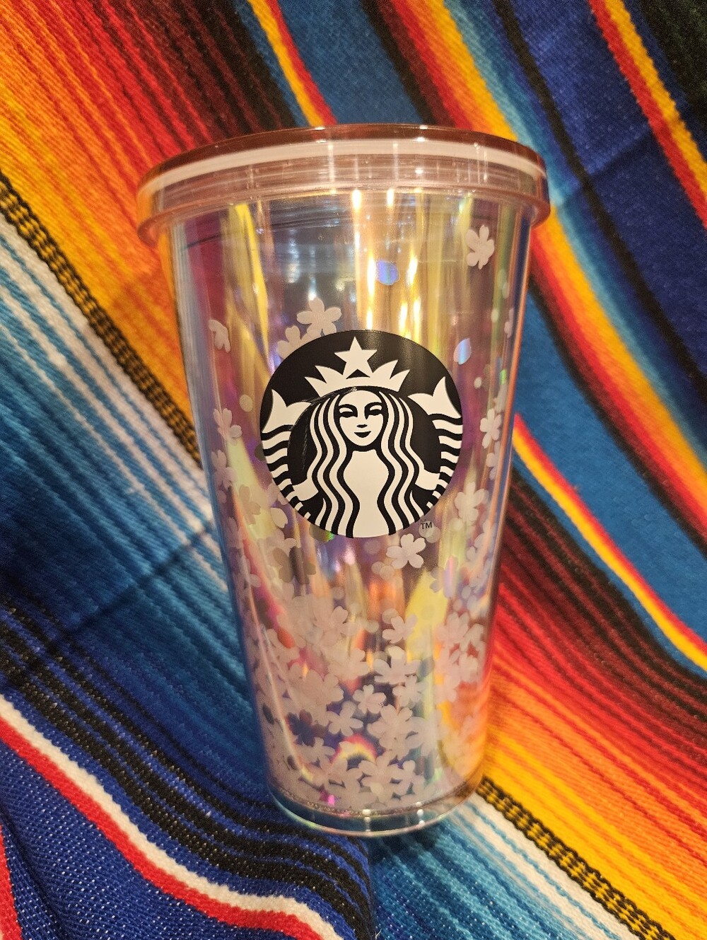 Starbucks Iridescent Pink Floral Tumbler with Logo Missing straw